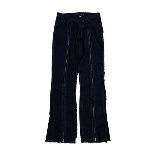 POH 朋克摇滚拉链设计感黑色阔腿休闲裤男手工流苏做旧喇叭长裤男 商品图4