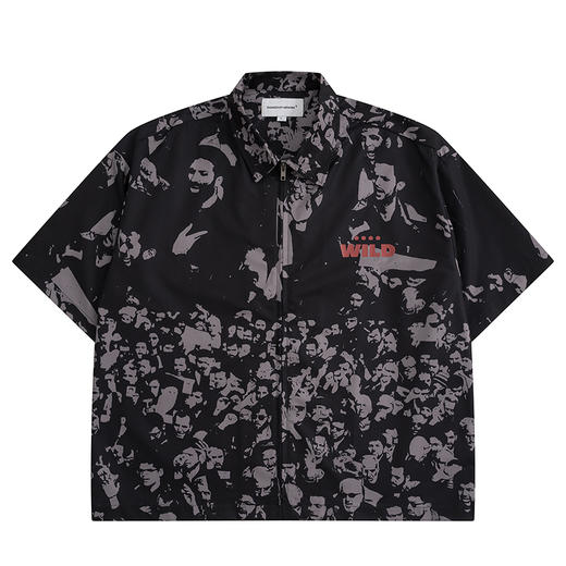 POH「大游行」 街头休闲宽松人像满印衬衫男夏季潮流百搭开衫短袖 商品图4