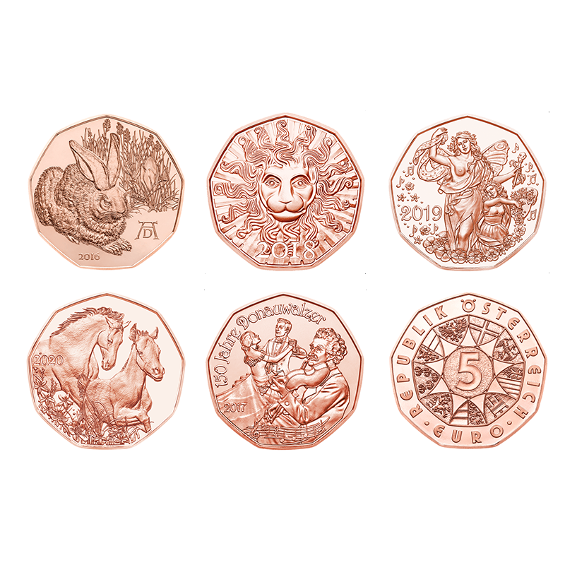 2016-2020奥地利新年铜币，九边形设计