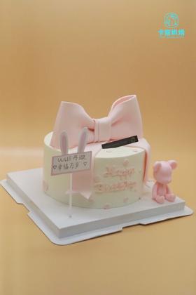蝴蝶结翻糖蛋糕（粉色款）
