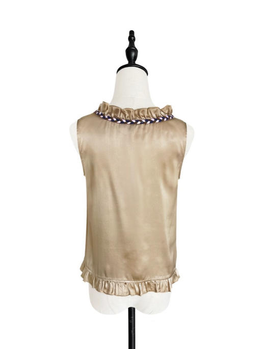 TYNVIE 领圈编织装饰无袖上衣 - 卡其色 商品图3