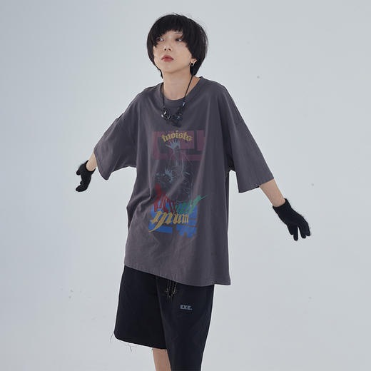 POH「道」街头休闲印花国潮落肩短袖男夏季潮牌设计感规格潮流T恤 商品图1