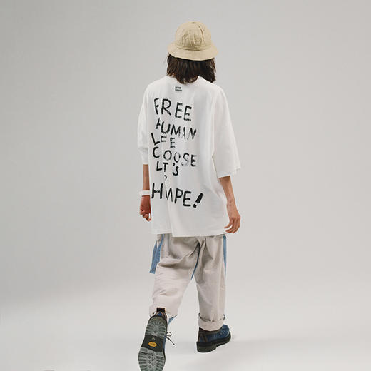 POH  人物胶片贝斯手印花国潮上衣服宽松落肩短袖T恤男女潮流潮牌 商品图2