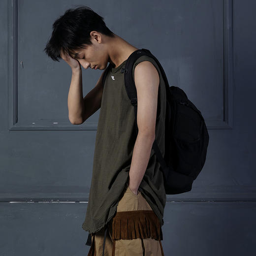 POH 19SS結構縫線破壞天竺棉坎肩打底背心男夏季百搭宽松潮流短袖 商品图2