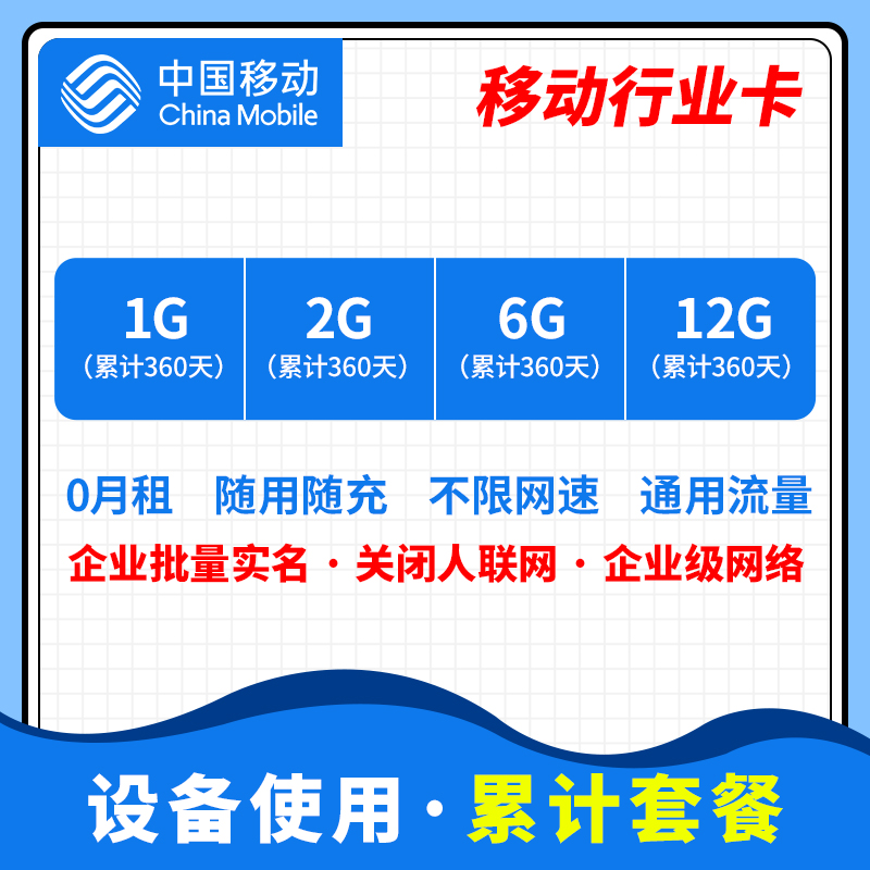 【行业设备专用流量卡】移动行业卡（360天累计）