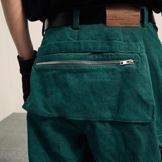 POH 古着感做旧宽松直筒阔腿裤子街头休闲垂坠感灯芯绒国潮长裤男 商品图2