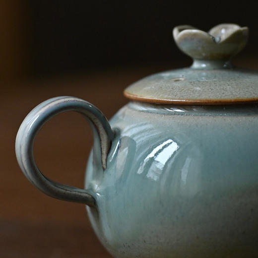 「景德镇手工小茶壶」蓝色高温窑变釉球孔石榴茶壶 粗陶小号家用泡茶壶 商品图3