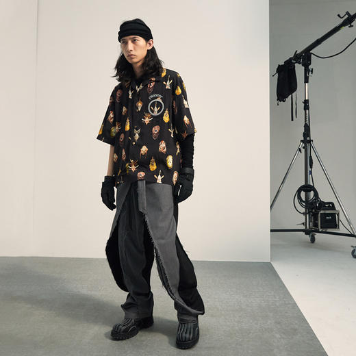 POH 前后拼接撞色立体剪裁小众设计感直筒阔腿裤男丹宁西装厨师裤 商品图1