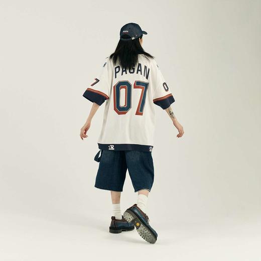 POH  复古美式街头撞色宽松五分短袖T恤男国潮流潮牌冰球服Polo衫 商品图0