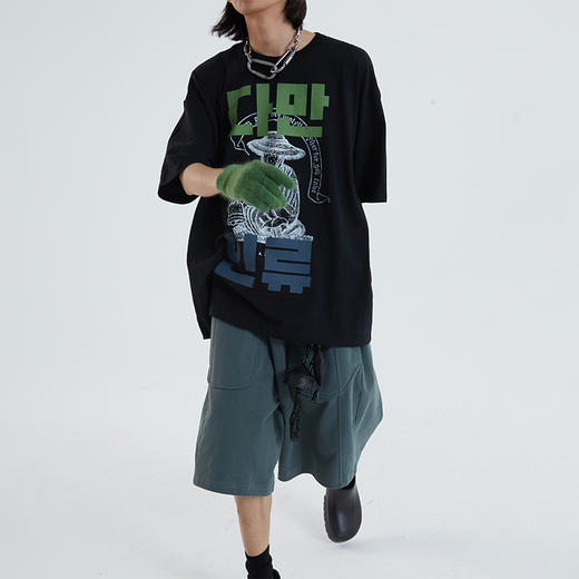 POH「公正之尺」大LOGO印花休闲街头宽松短袖T恤男夏季欧美风潮牌 商品图1