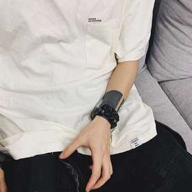 POH 基础款印花复古街头打底T恤男国潮流五色宽松落肩短袖彩蛋TEE