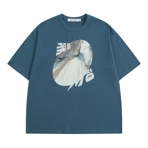 POH「慌张的小仆从」印花宽松休闲短袖男夏季复古国潮街头百搭T恤 商品图1