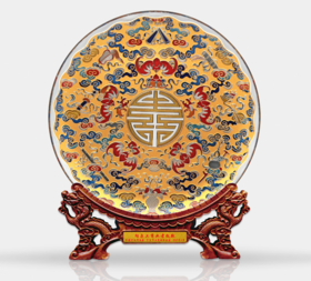 五蝠捧寿盘（雅琅晶）