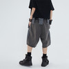 POH 异材质毛衣料拼接做旧水洗牛仔短裤男夏季宽松潮流七分裤潮牌 商品缩略图2