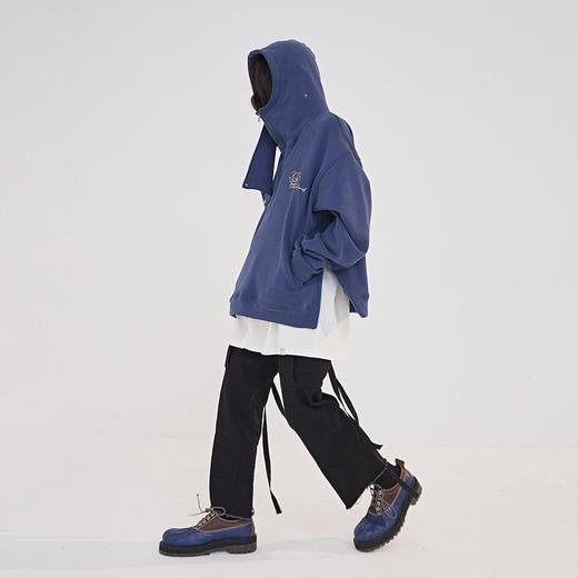 POH「怪物骑士」 拉链开叉宽松上衣服可拆卸面罩刺绣摇粒绒卫衣男 商品图1