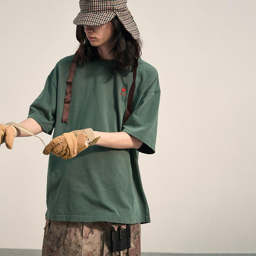 POH「希腊神话」染色做旧古着刺绣短袖T恤男质感落肩宽松打底上衣 商品图2