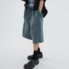 POH 「多骨条」廓形结构宽松街头休闲五分潮牌短裤男夏季潮流卫裤