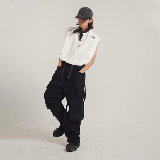 POH 可拆卸裤链飘带宽松多口袋直筒休闲长裤结构飘带工装裤子男装 商品图3