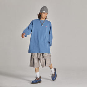 POH  20AW朋克摇滚歌词基础宽松街头五色打底长袖Tee圆领百搭上衣