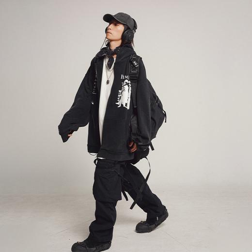 POH 可拆卸裤链飘带宽松多口袋直筒休闲长裤结构飘带工装裤子男装 商品图2