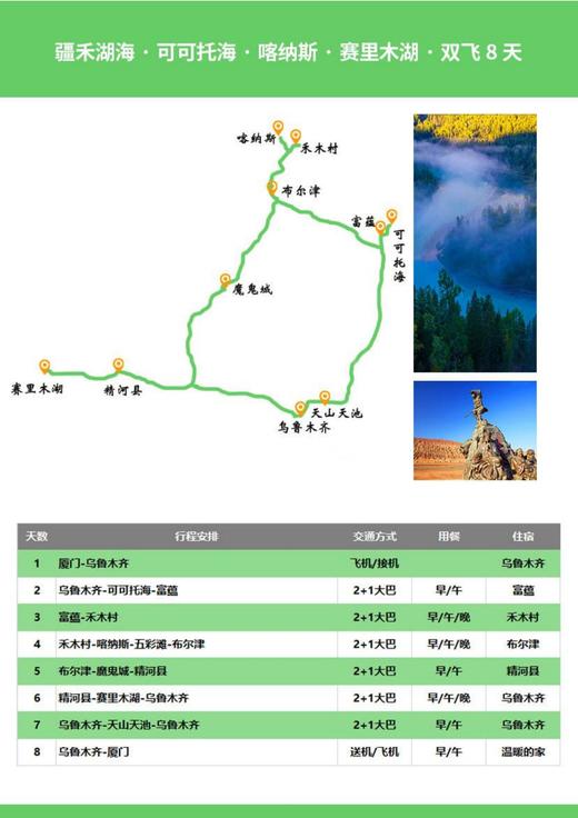 【暑期去哪儿】疆禾湖海可可托海喀纳斯赛里木湖双飞8日 商品图2