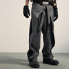 POH 前后拼接撞色立体剪裁小众设计感直筒阔腿裤男丹宁西装厨师裤 商品缩略图0