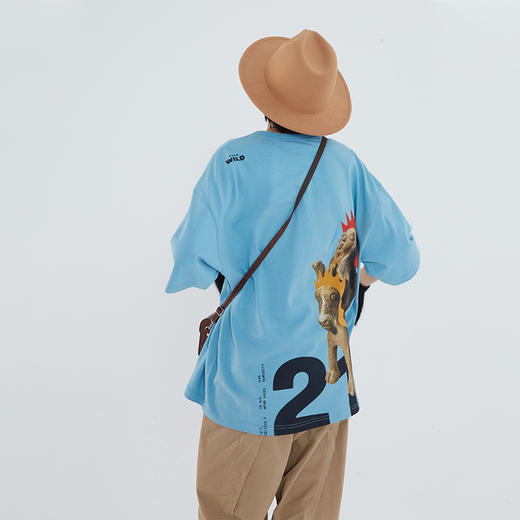 POH「部落也朋克」主题印花街头休闲宽松落肩短袖上衣男女bf风T恤 商品图2