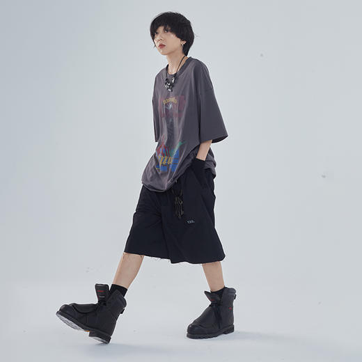 POH 「程序员」廓形结构松紧街头休闲短裤男夏季宽松潮流五分裤男 商品图2