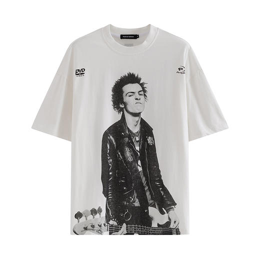 POH  人物胶片贝斯手印花国潮上衣服宽松落肩短袖T恤男女潮流潮牌 商品图4