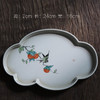 「景德镇汝窑手绘壶承」粗陶柿子喜鹊云朵壶承 白瓷花鸟海棠茶盘 中式陶瓷开片可养干泡茶盘 商品缩略图3