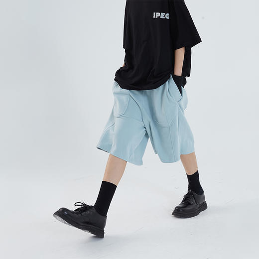 POH 「多骨条」廓形结构宽松街头休闲五分潮牌短裤男夏季潮流卫裤 商品图2
