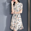 丁摩夏季新款女装小清新印花真丝连衣裙短袖系带年轻款衬衣裙子73194 商品缩略图2