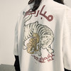 POH「李朝猫虎画」 福至刺绣拉链宽松休闲插肩袖五分短袖polo衫男 商品缩略图3