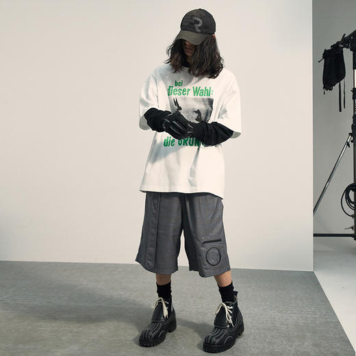 POH「野兔兵人」艺术家胶片宽松落肩袖上衣夏季休闲短袖T恤男潮流 商品图1