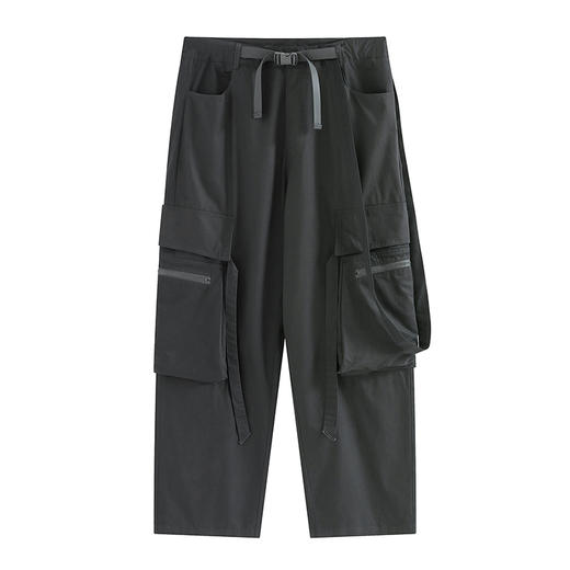 POH 可拆卸裤链飘带宽松多口袋直筒休闲长裤结构飘带工装裤子男装 商品图4