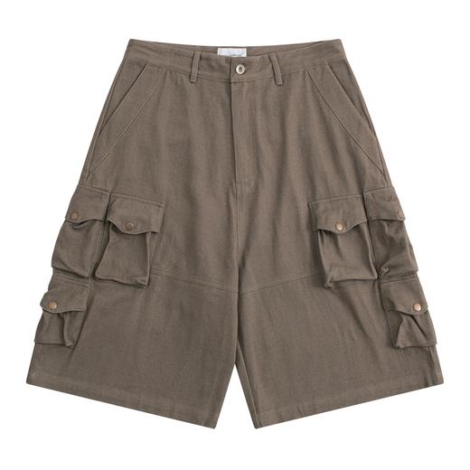 POH 「古着三口袋」廓形做旧水洗五分裤潮牌宽松军裤夏季短裤男潮 商品图4