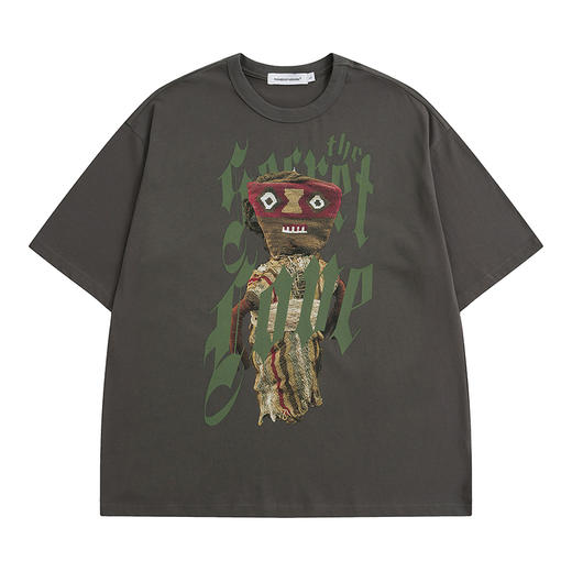 POH「巫毒娃娃」印花宽松休闲短袖男夏季潮牌复古国潮街头百搭T恤 商品图4