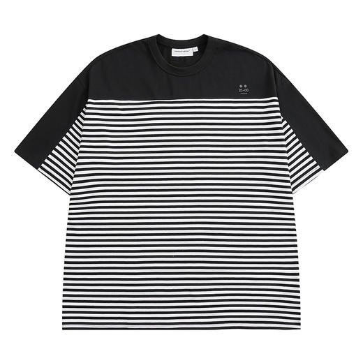 POH「嬉皮士条纹」印花街头休闲宽松落肩BIG TEE短袖男夏潮牌国潮 商品图4