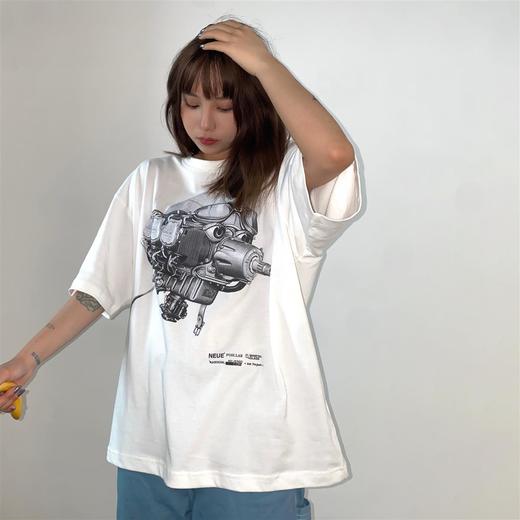POH 「钢铁之心」 飞机头印花复古街头潮牌T恤宽松落肩短袖男夏季 商品图0