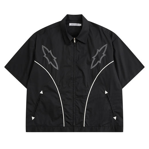 POH「西部德克萨斯」图案刺绣宽松休闲短袖衬衫男夏季百搭潮牌T恤 商品图4