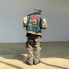 POH「芝士汉堡」 美式宽松棒球服男毛巾绣pu皮袖拼接夹克外套潮牌 商品缩略图1