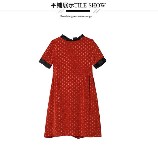 丁摩2021夏季新品女装加比勒船锚印花黑色真丝欧根纱显瘦连衣裙19319 商品图6