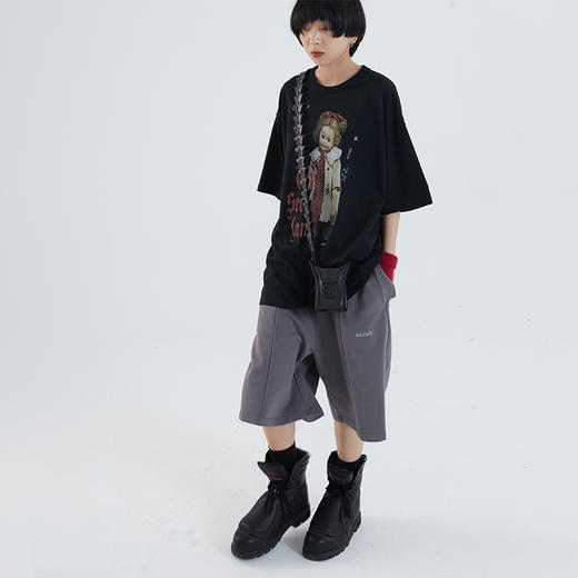 POH  「秘密的爱」洋娃娃印花休闲宽松落肩短袖T恤男夏季潮牌半袖 商品图2