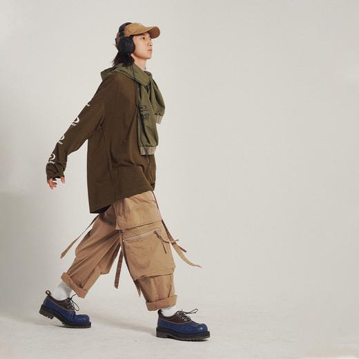 POH 可拆卸裤链飘带宽松多口袋直筒休闲长裤结构飘带工装裤子男装 商品图1