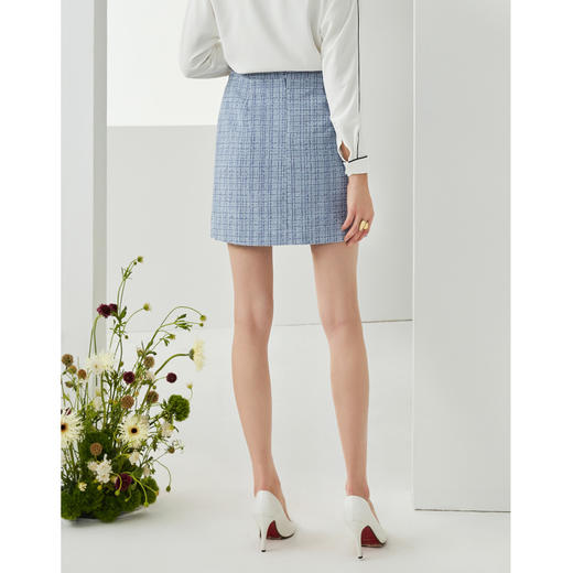 下架-EITIE爱特爱秋季新款时尚气质经典格纹小开叉A字显瘦半身裙女C2106808 商品图5