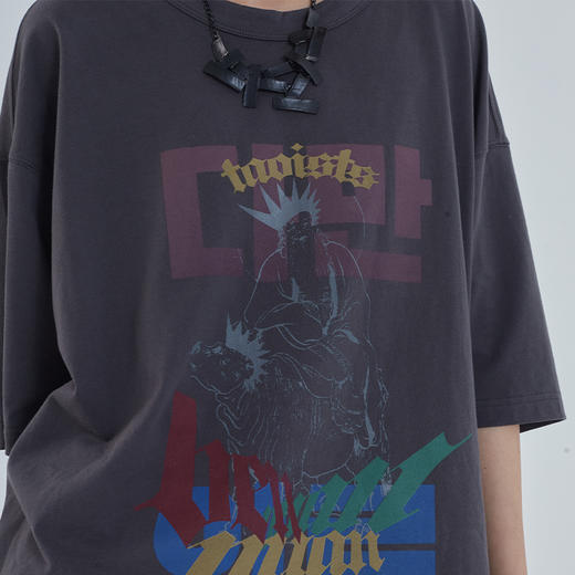 POH「道」街头休闲印花国潮落肩短袖男夏季潮牌设计感规格潮流T恤 商品图3