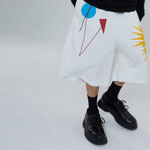 POH「太阳图腾」 几何图形印花廓形短裤男夏季潮流街头百搭卫裤潮 商品图0