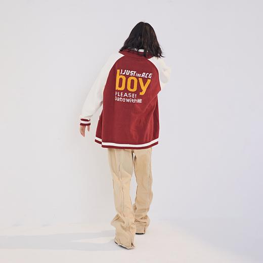 POH 20AW「男孩心愿」提花毛衣翻领宽松棒球服潮流百搭国潮外套男 商品图0