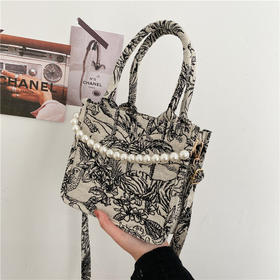 网红大容量手提包包女2021新款潮时尚百搭ins珍珠手提单肩斜挎包七夕情人节