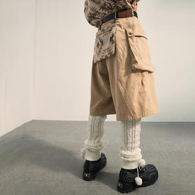 POH 民族风可拆卸编织挂包设计款五分中裤子廓形宽松休闲短裤男夏